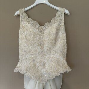 Bodice of Vintage Alfred Angelo Ivory Wedding PROJECT Dress Women 12 Sleeveless
